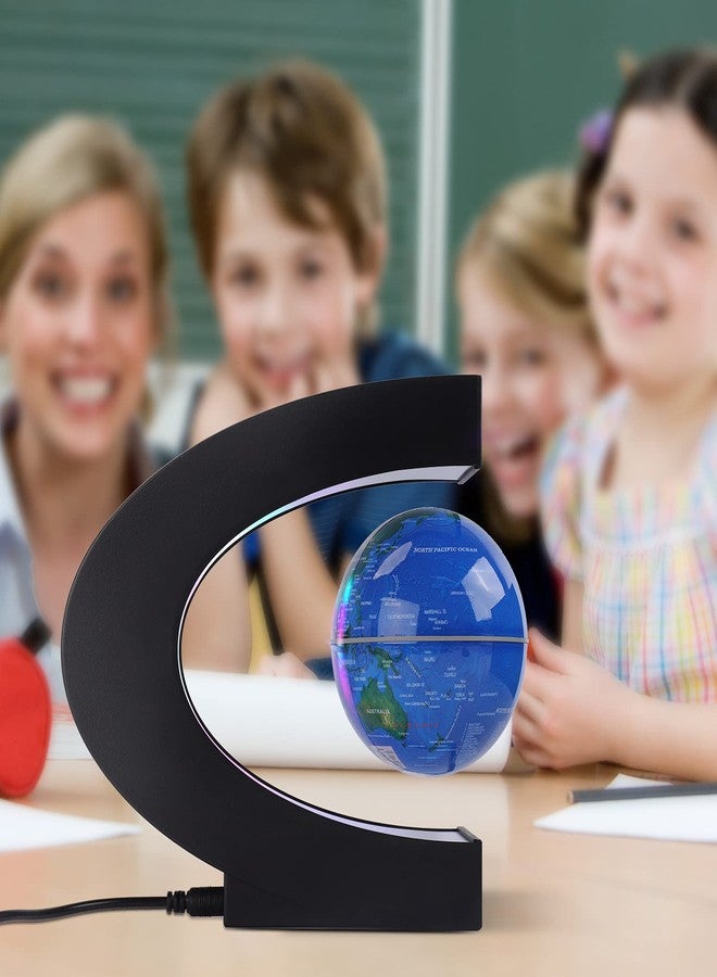 كرة أرضية عائمة مزودة بإضاءة LED ملونة على شكل حرف C، تعمل بتقنية الرفع المغناطيسي المضاد للجاذبية، مع مفتاح يعمل باللمس، هدية مثالية لتزيين المنزل أو المكتب أو المكتب (أزرق). - Image 5